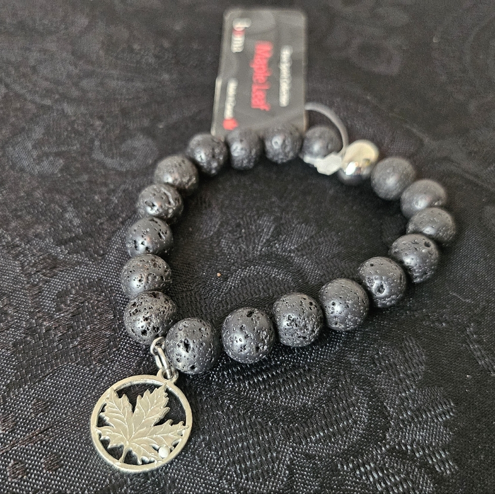Maple Leaf Lava Bead Bracelet